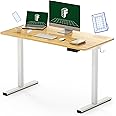 FLEXISPOT Standing Desk Electric Sit Stand Desk with 48 x 24 Inches Ergonomic Memory Controller Adjustable Height Desk with USB Charging Ports(White Frame + Honey Wheat Desktop)