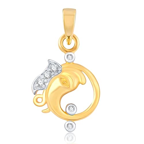 VK Jewels Gajmukh Gold and Rhodium Plated Alloy God Pendant for Men & Women made with Cubic Zirconia - PS1006G [VKP1006G]
