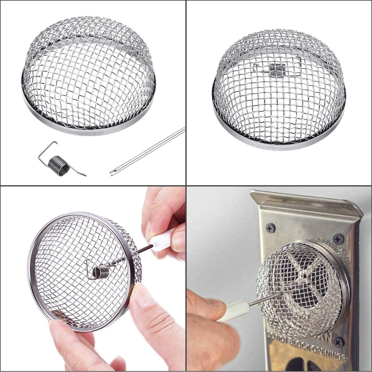 Miady RV Furnace Vent Screen - 2 Pack Flying Insect Bug Cover Camper Heater Exhaust Vents - 2.8" Stainless Steel Mesh Screens - Installation Tool Included: Automotive