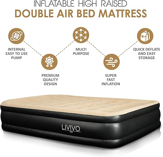 Livivo Flocked Air Bed Mattress Portable Inflatable Double
