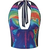 CAPE CLIQUE Rave Outfits for Womens Y2K Rave Tops Sexy Going Out Body Print Baby tee Summer Festival Sleeveless Cami Tank Top