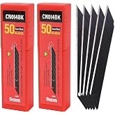 Gomake 9mm Utility Knife Replacement Blades,30 Degree Snap Off Carbon Steel Blades for Retractable Cutting Knives, Hobby, Craft Knife, Box Cutter 100PCS-Black