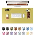 YSAGi Leather Desk Protector, Office Mat, Large Mouse Mat, Non-Slip PU Leather Blotter, Laptop Desk Pad, Waterproof Writing Pad for Office and Home (Olive Green, 35.4" x 17")