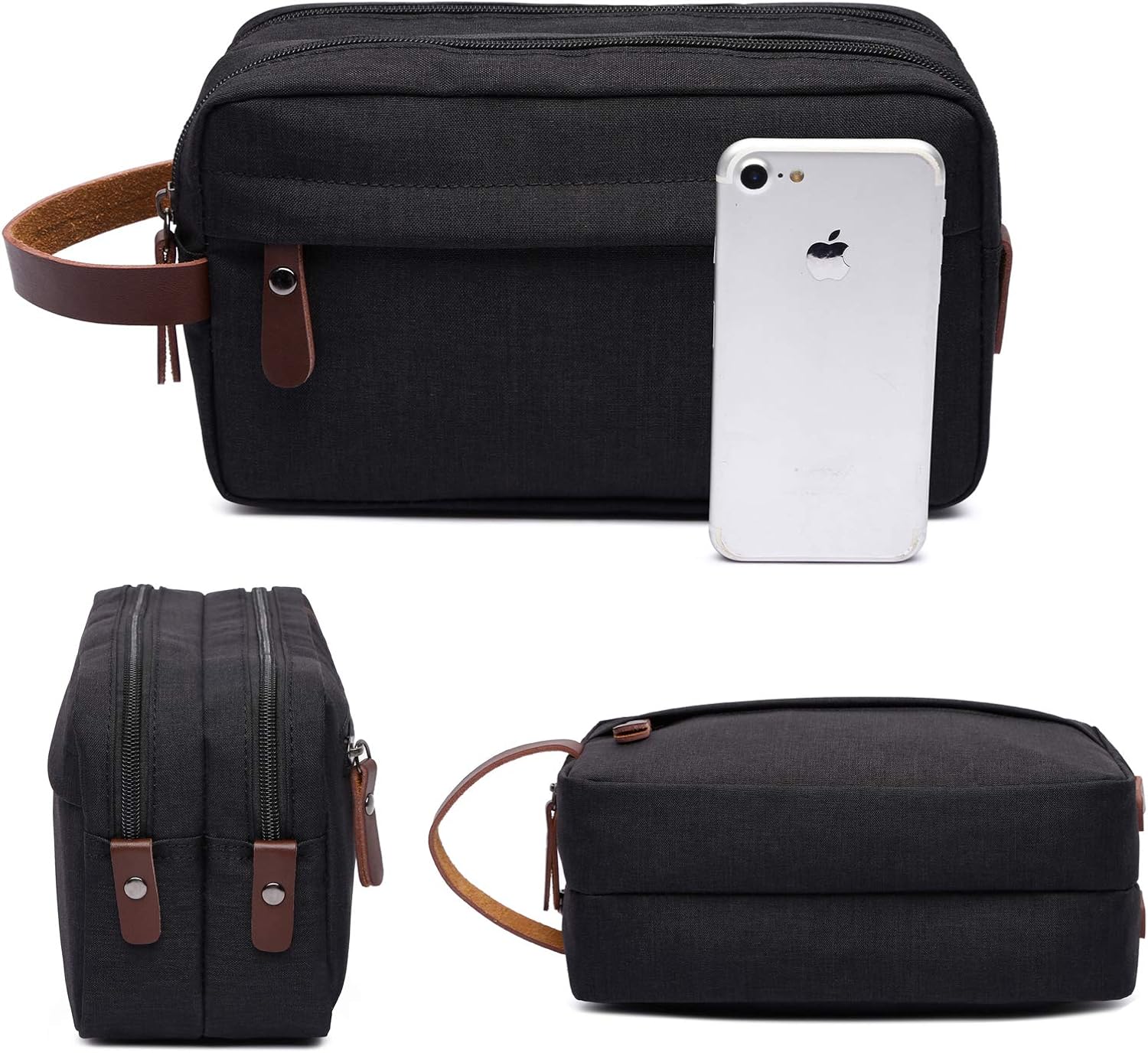 Men's Toiletry Bag Travel Dopp Kit Bathroom Shaving Organizer for Toiletries(Black): Clothing