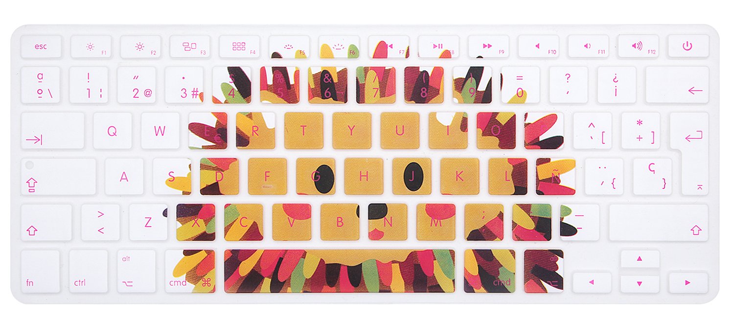 MMDW UK Spanish Language Keyboard Cover for Macbook Pro 13 Inch,15 Inch (with or without Retina Display,2015 or Older Version) for Macbook Old Air 13 Inch European/ISO Keyboard Silicone Skin-hedgehog