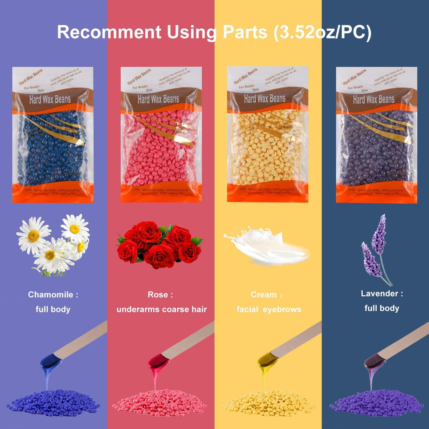 Hair Removal Waxing Kit Wax Heater Wax Pot Wax Warmer with 4 Packs of