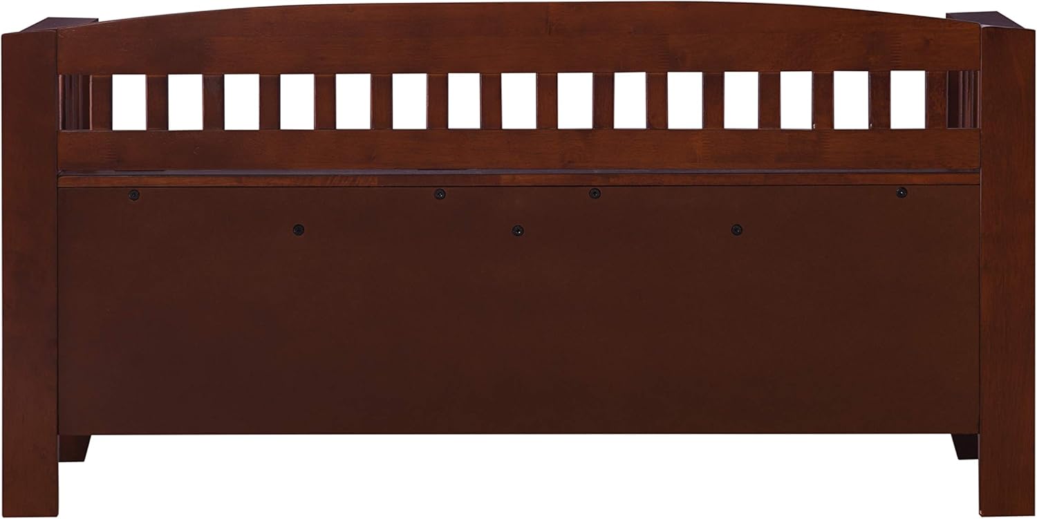 Linon Home Decor Storage Bench with Short Split Seat Storage, Walnut: Kitchen & Dining