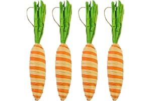WEWILL 8’’ Easter Carrots Set Artificial Fake Decorative Handing Bunny Carrot Realistic Seasonal Festival Decor Table Centerpiece Ornaments Party Props, Set of 4