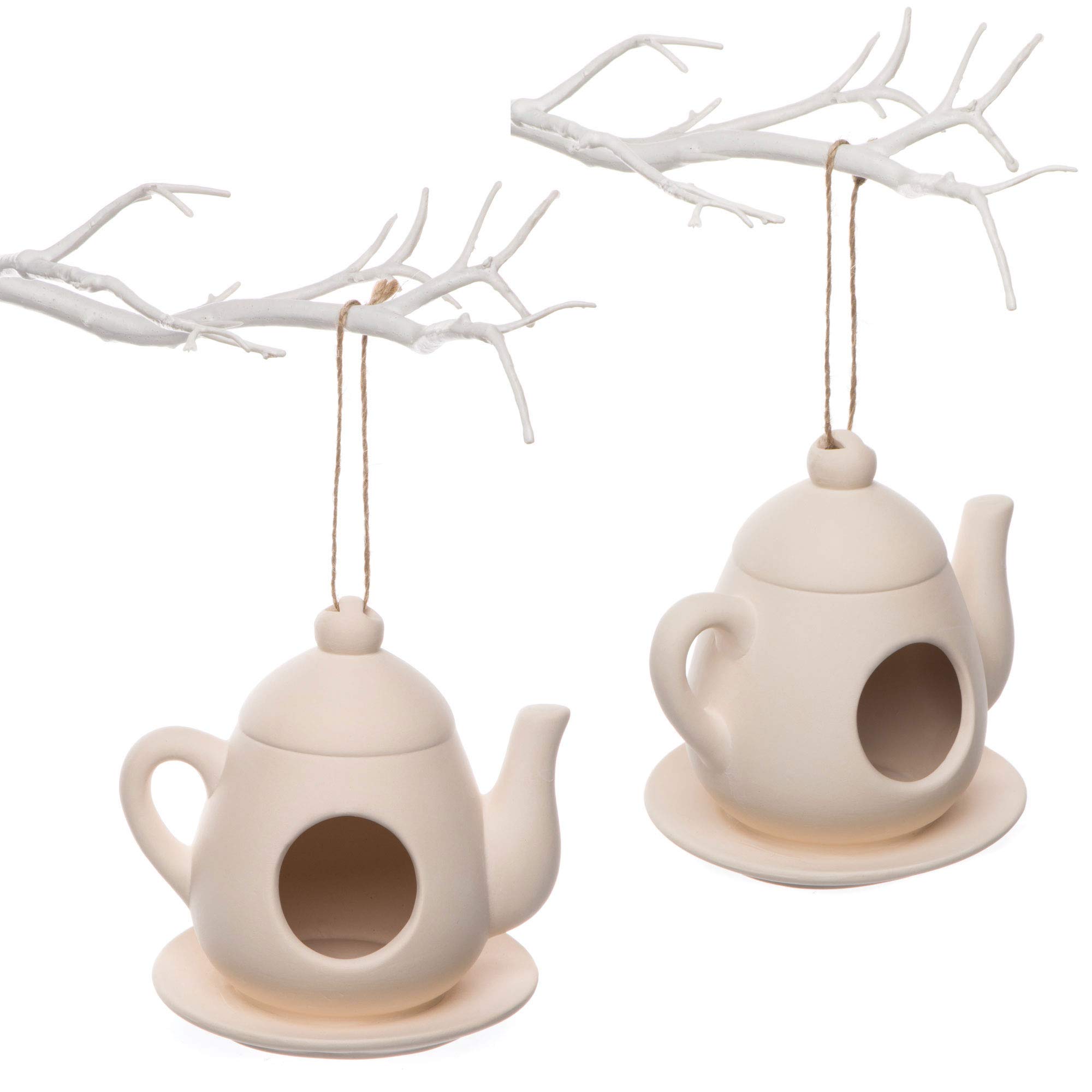 Baker Ross AR266 Ross Ceramic Feeder “Teapot” for Children as a Craft and Decoration Idea for Boys and Girls (2 pieces), Colour - Ceramic