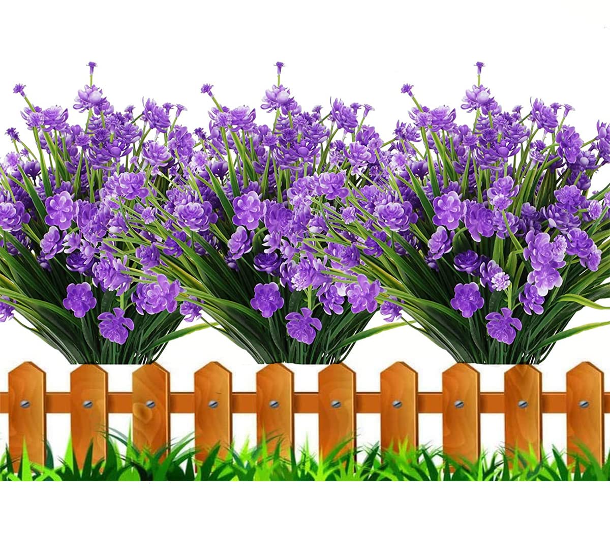 HBell 12Pcs Artificial Flowers Outdoor Decorations,Greenery Shrubs Plants Artificial Plastic Flowers UV Resistant No Fade Fake Flowers Indoor Outside Hanging Plants Home Garden Porch Decor (Purple)