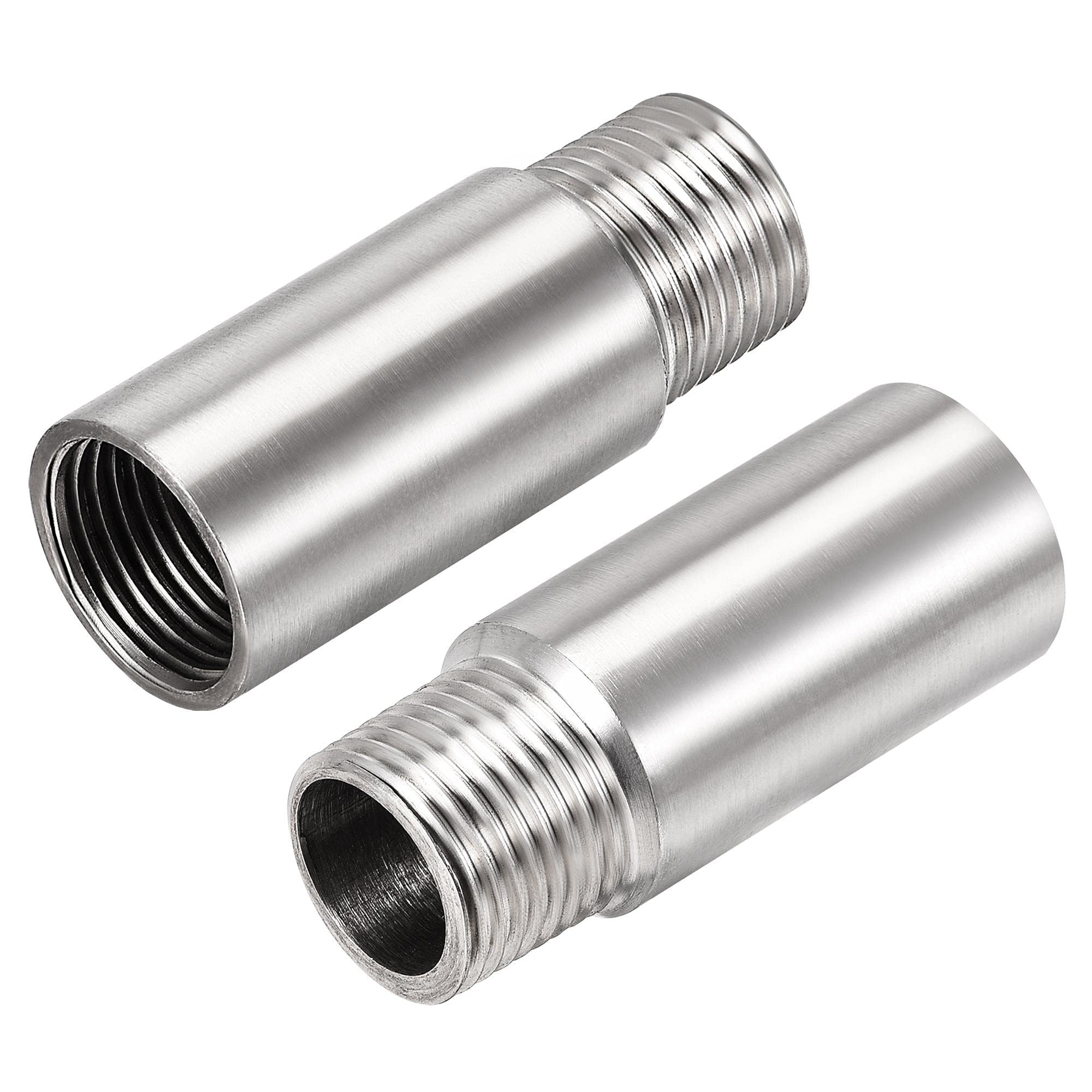 TOP-VIGOR 2Pcs Shower Head Extension Arm, 60mm Shower Arm Extender, 1/2 PT Stainless Steel Handheld Shower Pipe Head Extension Round Pipe for Bathroom Accessory