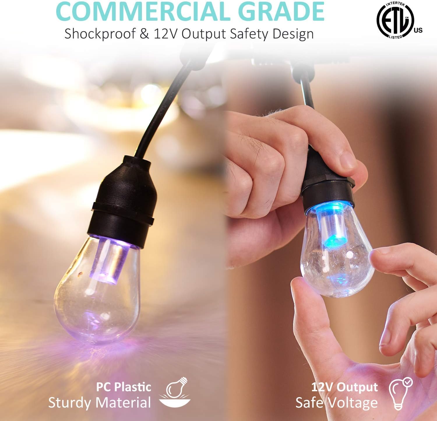 Outdoor String Lights – Patio Lights RGB Color & White LED Lights Smart String Lights Outdoor 2.4GHz Wi-Fi Controlled 15 Edison Bulbs 49 Ft Colored String Lights Works with App & Alexa IP65 Waterproof: Home Improvement