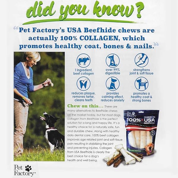 PET FACTORY 100% MADE IN USA BEEFHIDE CHIPS DOG CHEW TREATS – BEEF & CHICKEN FLAVOR, 8 OZ
