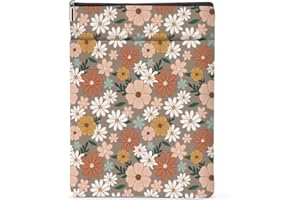 PQV Book Lovers Gifts Boho Flower Book Sleeve Book Cover Book Pouch Bookish Book Club Gifts Book Protector with Zipper and Front Pocket Bookworm Librarian Gifts Book Accessories for Women Girls Mom
