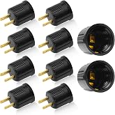 DiCUNO Outlet to Socket Adapter, UL Listed, Plug-in Light Socket, 10-Pack | Convert Outlet to Bulb Socket, Polarized 2-Prong Outlet to E26 Lampholder Adapter Black, Max 660W 125V, 150℃ Heat Resistant