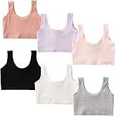 SIAEYINFY Girls Bra, 6PCS Girls Training Bra Cotton Bralette Seamless Cami Crop Bras