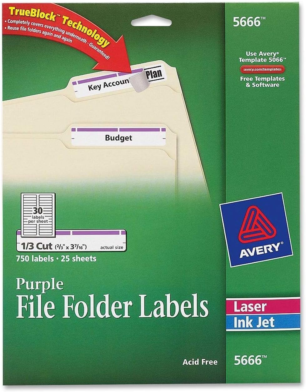 AVERY Purple File Folder Labels for Laser and Inkjet