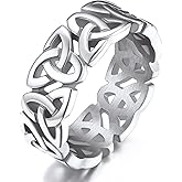 ChainsProMax Men Vintage Celtic Rings, Stainless Steel/Gold Plated/Black (Send Gift Box)