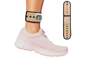 SimplyWalk Adjustable Ankle Band for Fitness Pedometer, Soft Wear Ankle Band with Transparent Pouch for Step Counter and Smart Watch (Pedometer Not Included) (Beige)