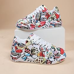 Breathable Low-top Lace-up Graffiti Running Shoes