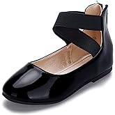 Hehainom Girls Dress Shoes Toddler Little Kids Gracy Ballet Mary Jane Ballerina Flats with Elastic Ankle Strap