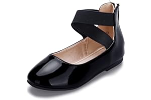 Hehainom Girls Dress Shoes Toddler Little Kids Gracy Ballet Mary Jane Ballerina Flats with Elastic Ankle Strap