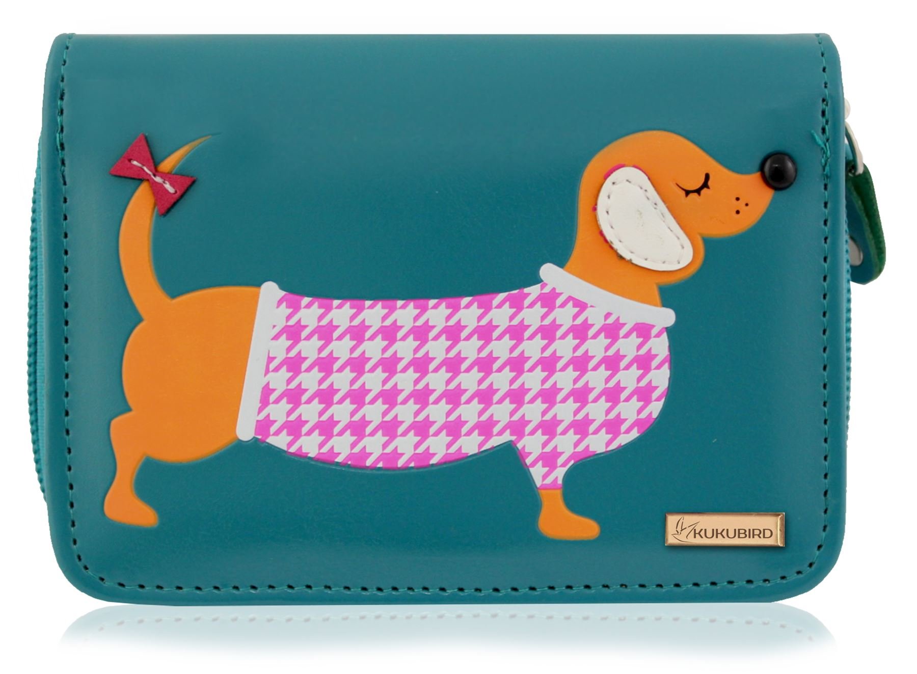 kukubird (RFID Blocker Sausage Dog Ladies Medium Dachshund Cartoon Designs Purse Wallet Christmas Stocking Filler-Blue — image 1
