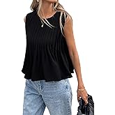 GORGLITTER Women's Cute Babydoll Tops Summer 2026 Pleated Flowy Peplum Blouses Crop Tank Top Vacation Going Out Outfits