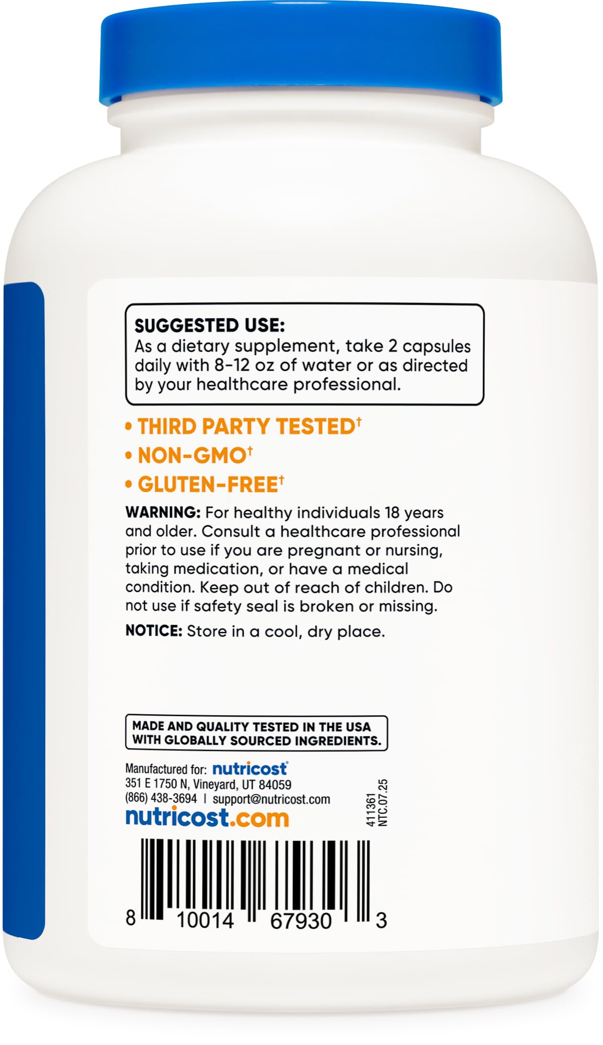 Nutricost L-Carnitine Tartrate 1,000mg, 240 Capsules - 500mg Per Capsule, 120 Servings
