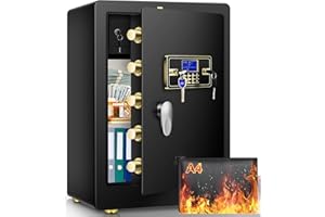 THMOSZ 5.0 Cuft Extra Large Home Safe Fireproof Waterproof, Heavy Duty Fireproof Safe Box with Fireproof Bag, Programmable Keypad and Inner Lock Box, Digital Security Safe for Document Firearm Medicine