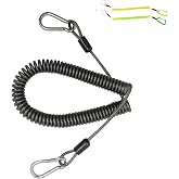 Drchoer Fishing Rod Lanyard for Trolling: 10ft-150LB Saltwater Rod Reel Safety Tether - Retractable Fishing Tool Coil Lanyard for Deep Sea Pole Kayak Paddles Leash