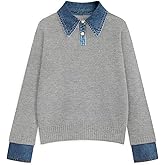 GUNEST Womens Oversized Sweater Cozy Chunky Long Sleeve Mock Turtleneck V Neck Button Down Denim Polo Pullover Tunic Sweaters