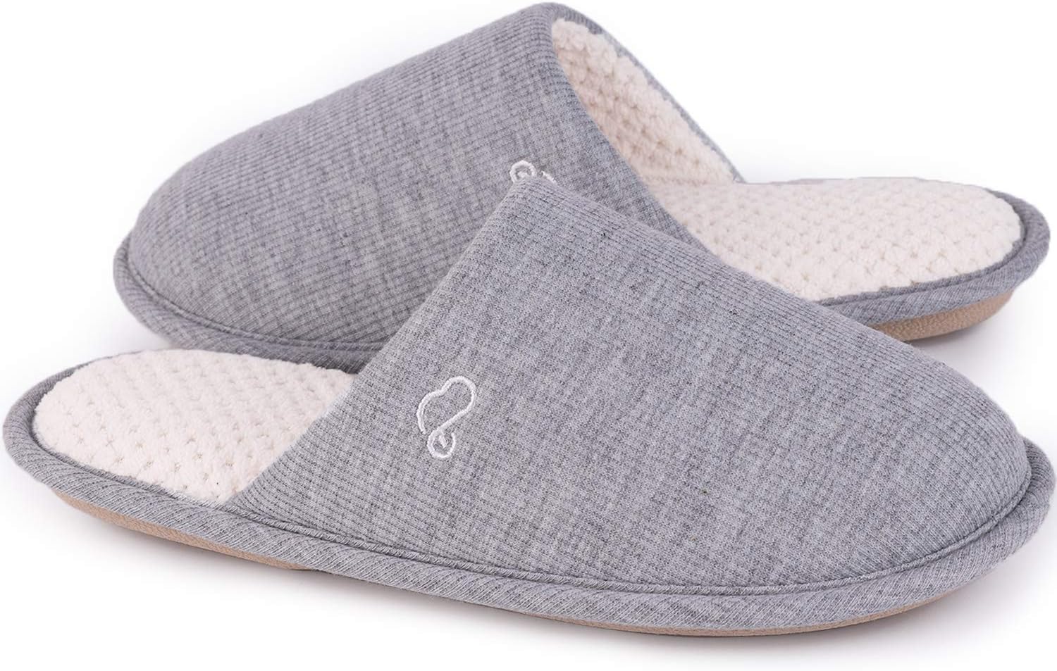 Men's & Women's Cotton Knit Memory Foam Slippers Light Weight House Shoes with Anti-Skid Sole