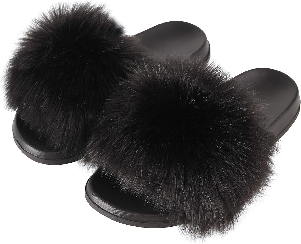 faux fur sandals