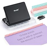 IMLIKE 10-Hole Binding Machine for Planners - Metal Manual Binding System with 10 Multi-Color 30-Hole Loose Leaf Binding Spines - Punches 26 Holes on B5, 30 Holes on A4, 20 Holes on A5 Paper - Black