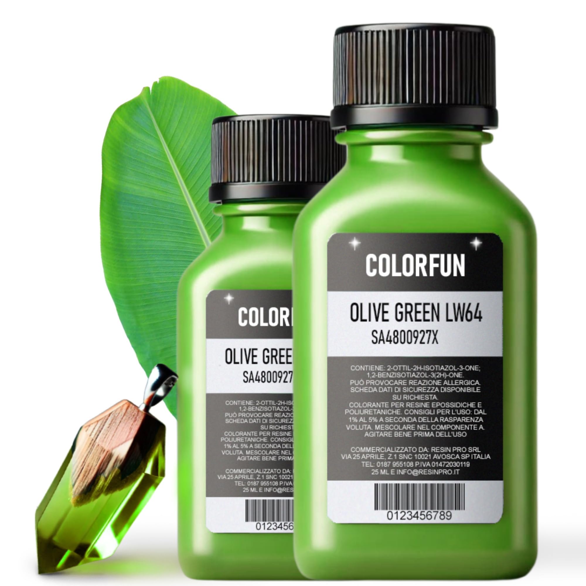 Resin Pro Colour Fun Olive Green Dye Colour, Colouring Liquid Pigment for Transparent Epoxy Resin, Ideal for Arts, Hobbies and DIY - 75 ml