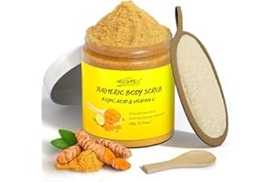Turmeric and Vitamin C Body Scrub Exfoliating Deep Cleansing Exfoliator for Body Butt Bikini Area Body Care with Loofah