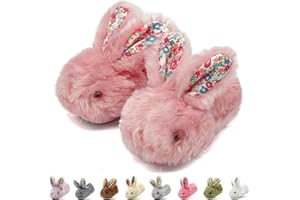 Duovodu Toddler Slippers Girls Boys Kids Bunny House Slipper Winter Cute Rabbit Slippers Warm Soft Plush Fuzzy Slippers Indoor Non-Slip Animal Cartoon Slippers
