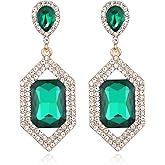 Met-edianger Vintage Rhinestone Statement Earrings Retro Geometric Earrings Crystal Drop Dangle Earrings for Women