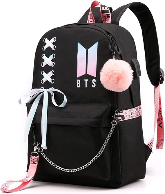 BOOSOS Usb BTS School Backpack KPOP Casual Backpack Daypack Laptop Bag