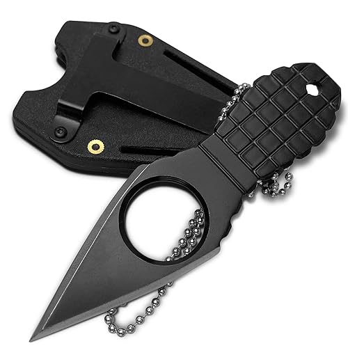 NAXFUSS Mini Fixed Blade Knife, Small Neck Knife with Chain and
