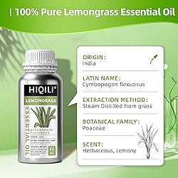 HIQILI 16 Fl Oz Lemongrass Essential Oil, 100% Pure