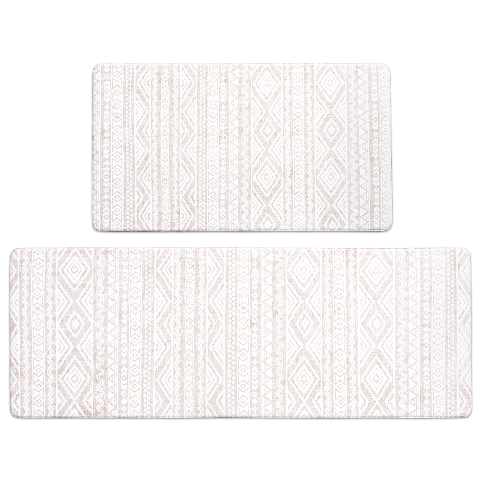 Photo 1 of FRESHMINT Anti Fatigue Kitchen Mats for Floor 2 Piece Set, Waterproof & Non-Skid Boho Kitchen Rugs, Cushioned Kitchen Mat for Standing Washable Comfort Desk Kitchen Runners, 17x30+17x47