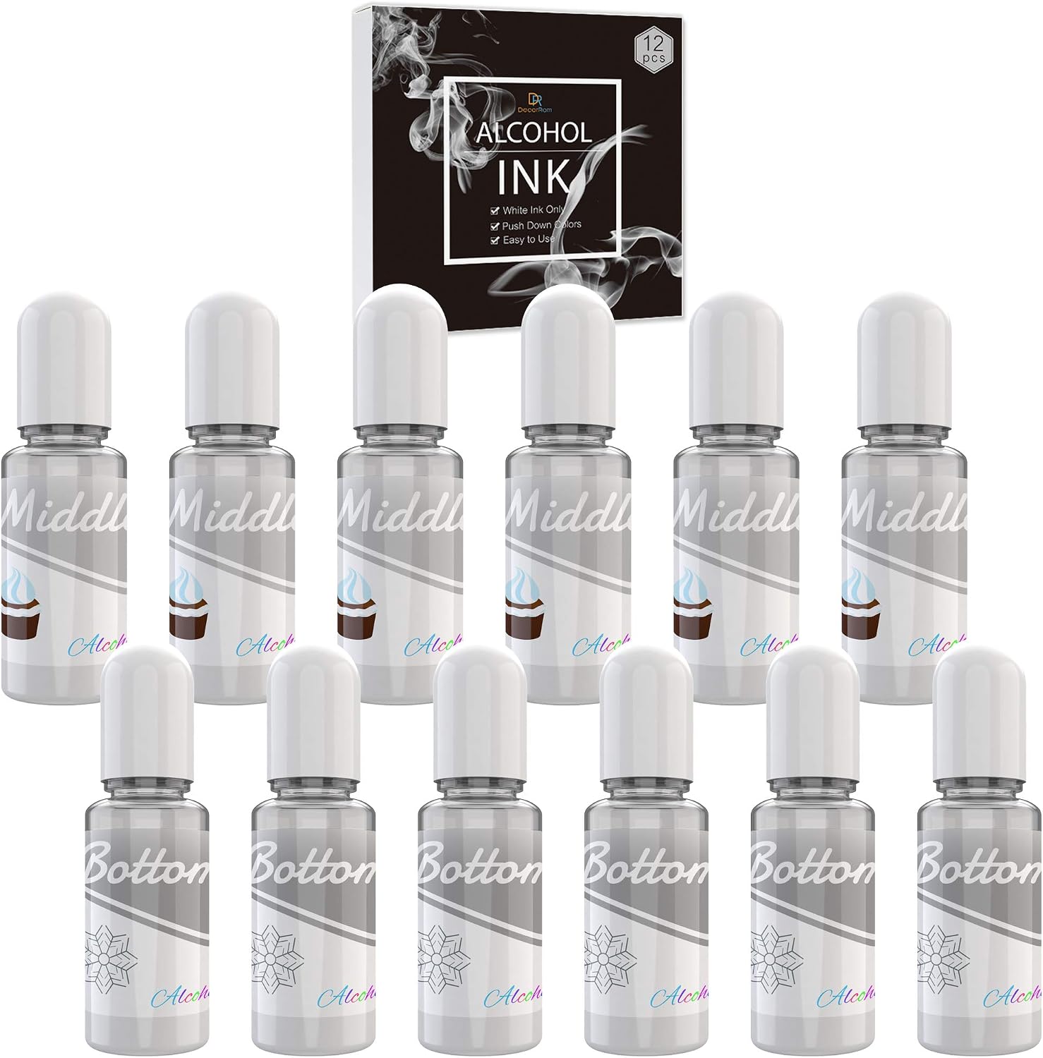 White Alcohol Ink Set, 120ml 2 Type Color for Resin Petri Dish Making Epoxy Painting, Yupo Creations