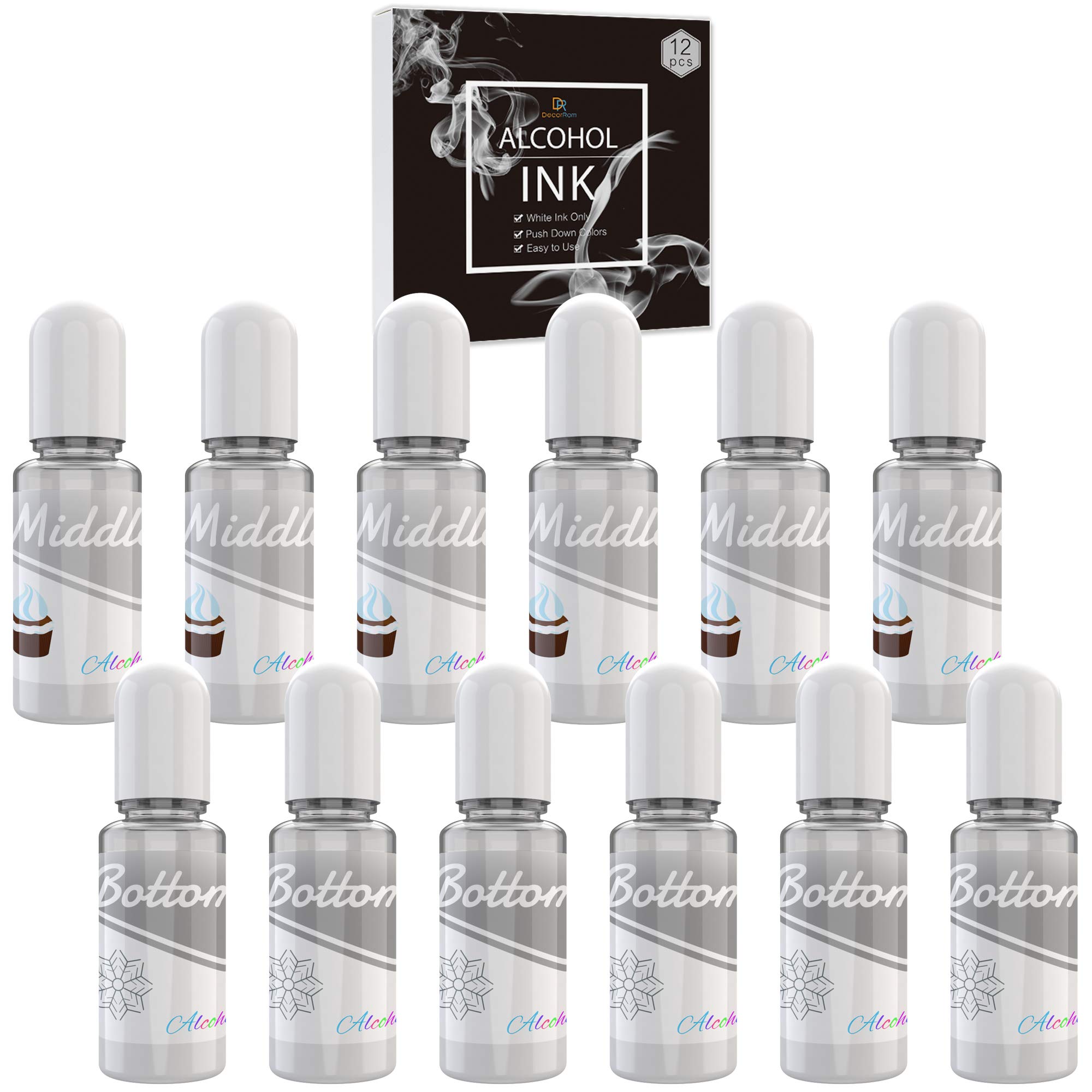 White Alcohol Ink Set - 120ml 2 Type Color for Resin Petri Dish Making, Epoxy Painting, Yupo Creations - Paint Dye for Art, Tumbler - 4 Ounce