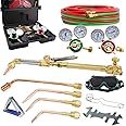 Oxygen & Acetylene Torch Kit, Portable Welding Torch Set with Gas Regulator, 3 Welding Tips, 1 Heating & 1 Cutting Tip, 15FT Gas Hose (Black)