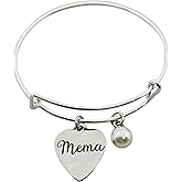 Mema - Mema Gifts - Gift for Grandma- Grandmother Jewelry - Charm Bracelet - Personalized Jewelry- Mothers Day - Bangle Bracelet