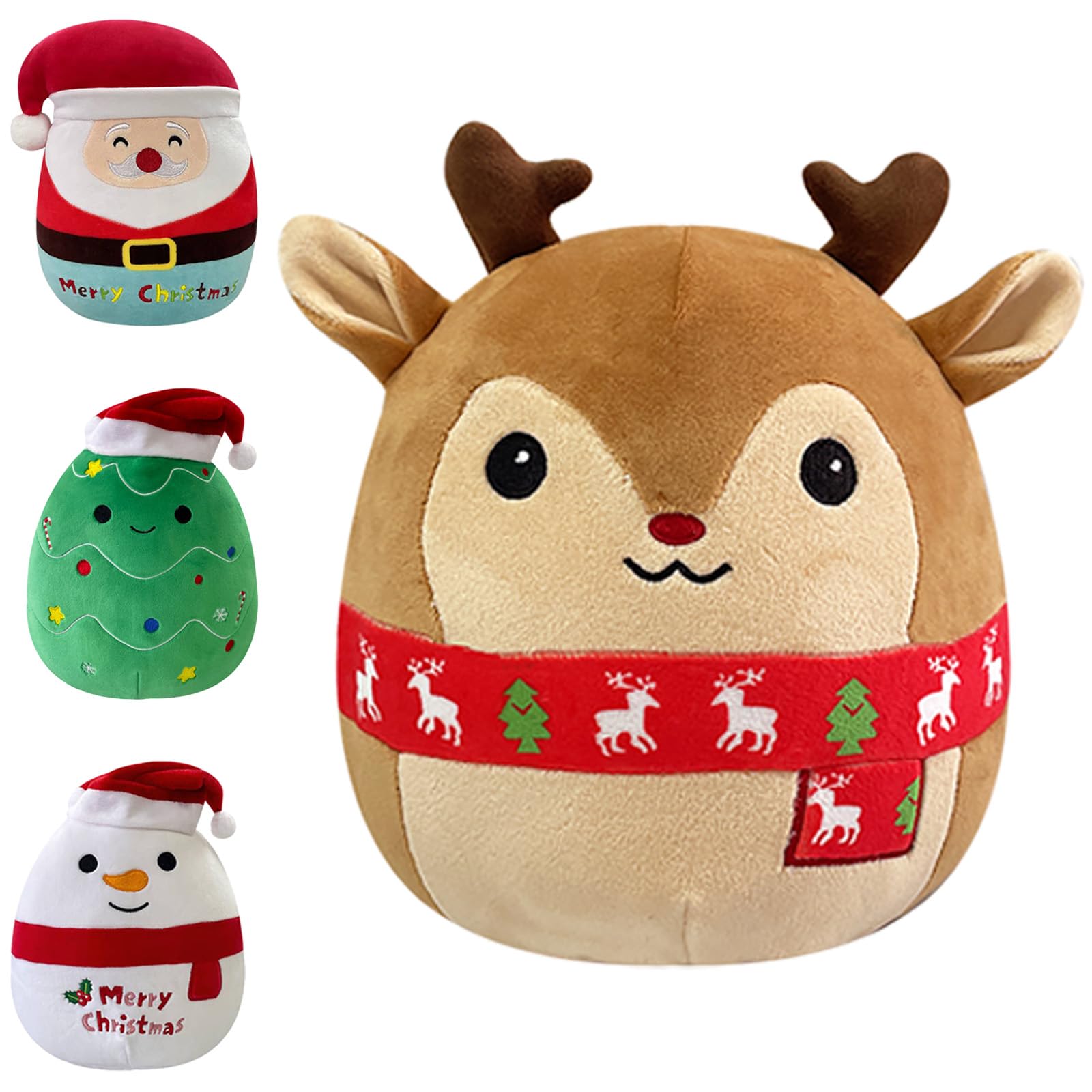 ATBEAMEN 20cm Christmas Plushies Plush Reindeer Toy for Kids,Cute Xmas Squishy Christmas Plush Pillow Toy Soft Toy 8" Stuffed Animal Reindeer Plushies Toys for Girls Boys Gift Xmas Cuddly Toy