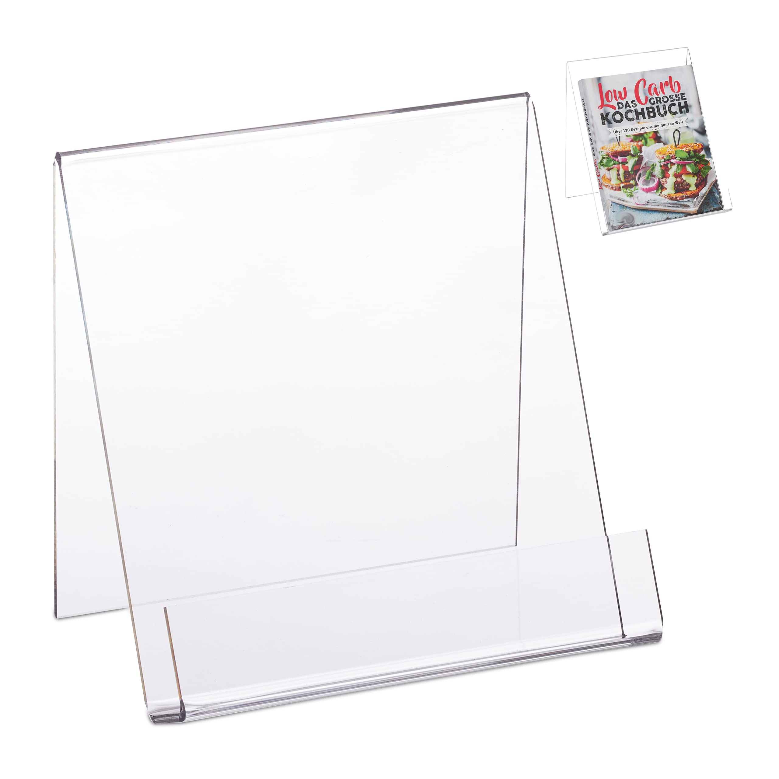 Relaxdays Book Holder A5, Acrylic Stand For Books, Sturdy, Prospectus Display HxWxD: 15x15x11.5 cm, Transparent