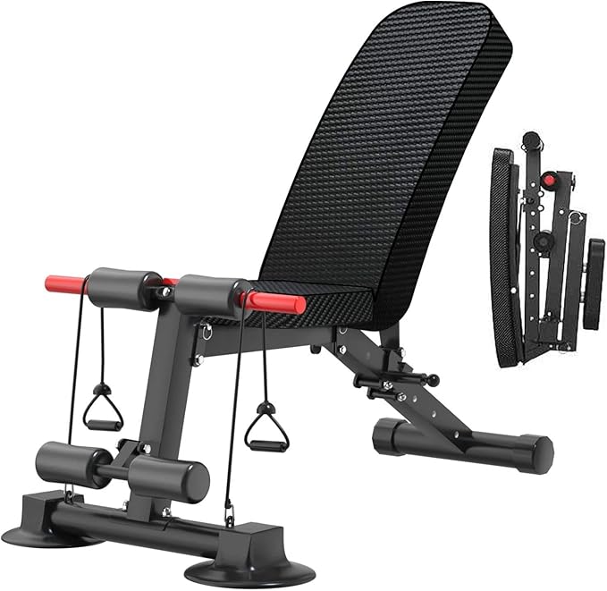 kingkang Foldable Weight Bench,Adjustable Incline Decline Sit Up Ab